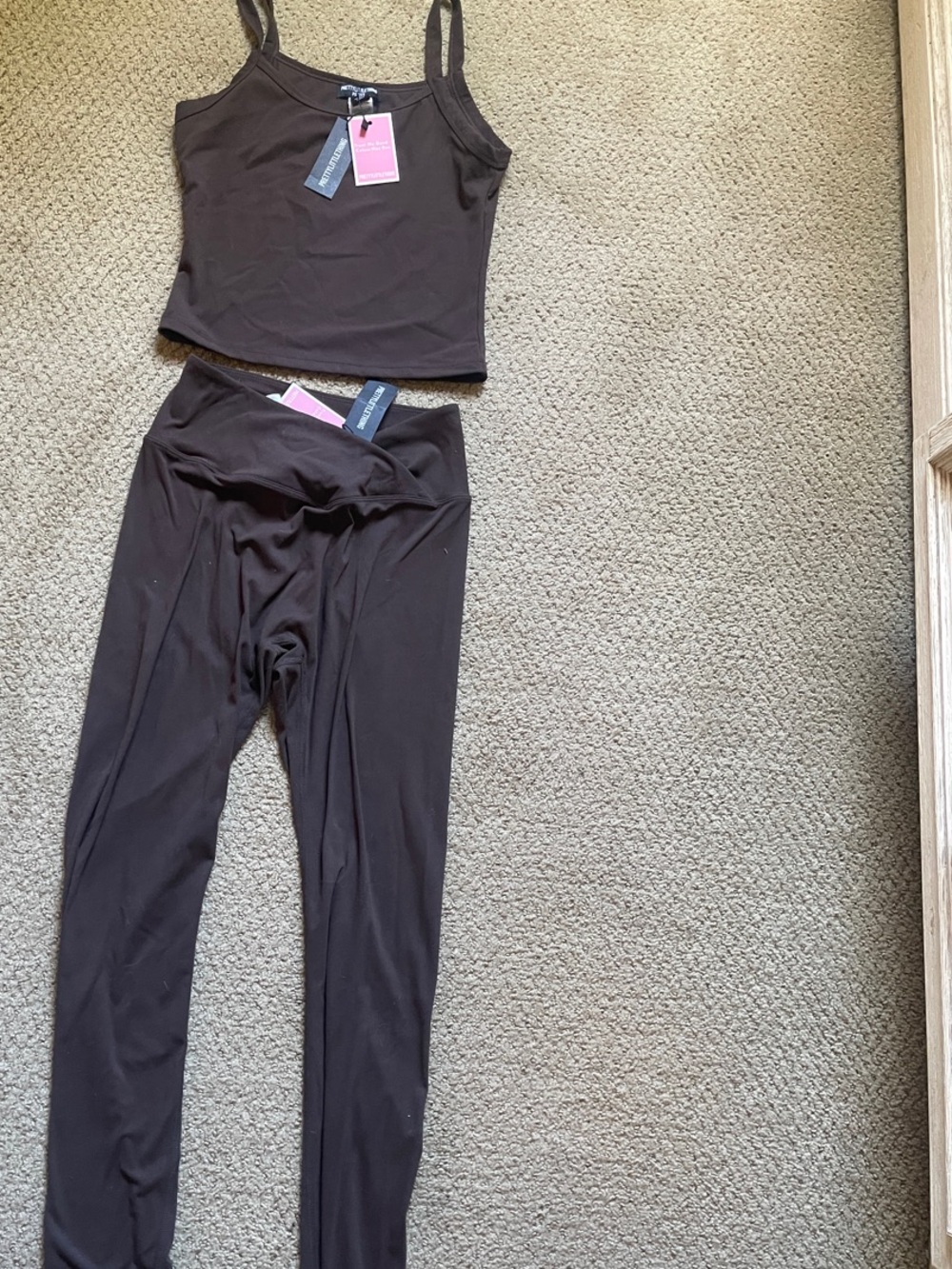 PrettyLittleThing Brown Tank Top & Leggings Set